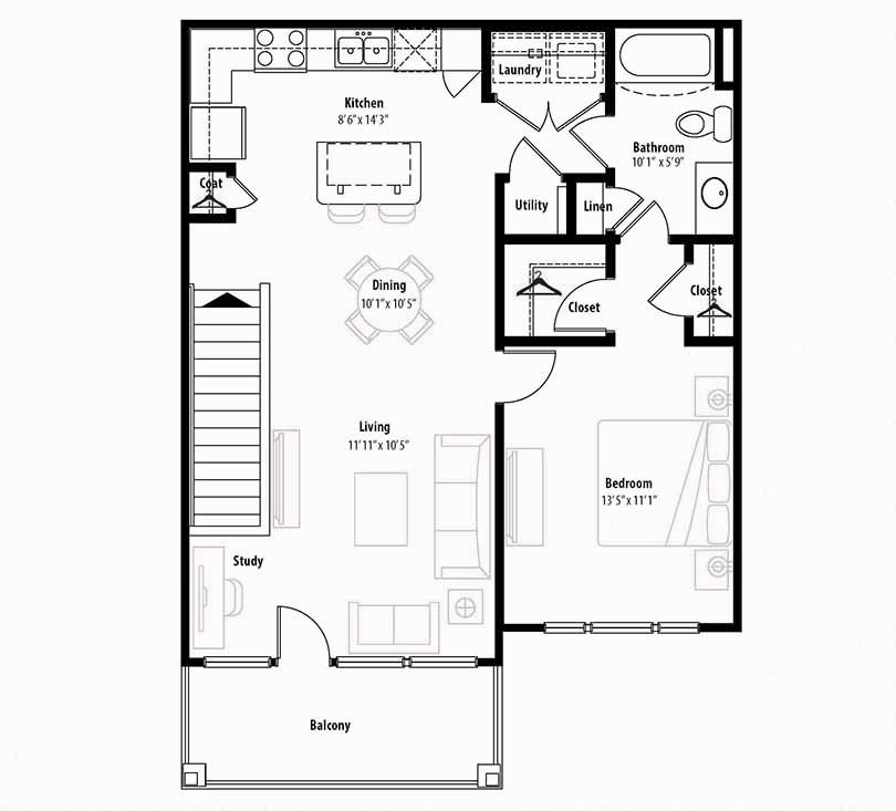 One bedroom floor plan